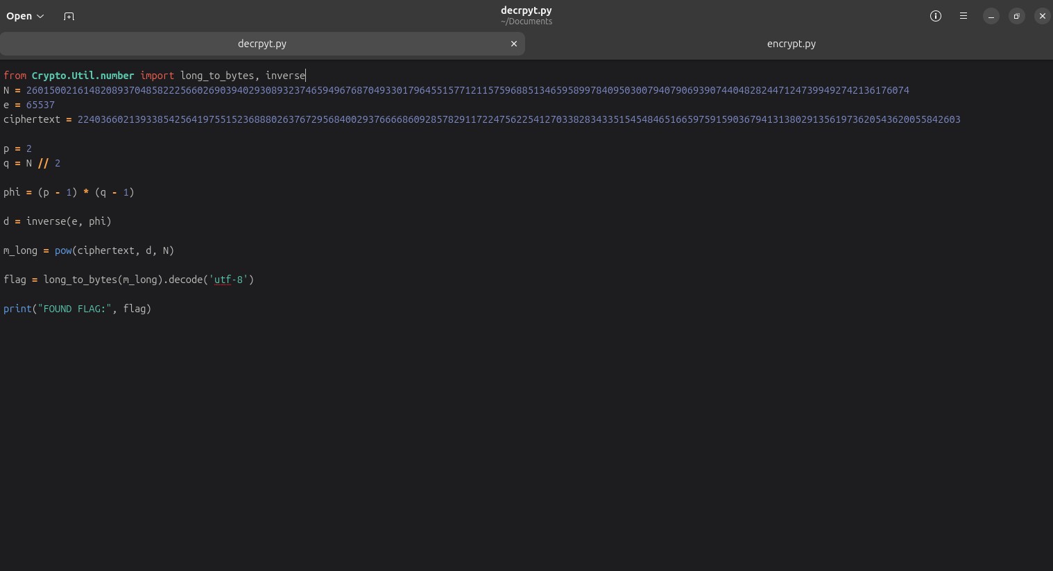 Python script to factor N and compute the private key