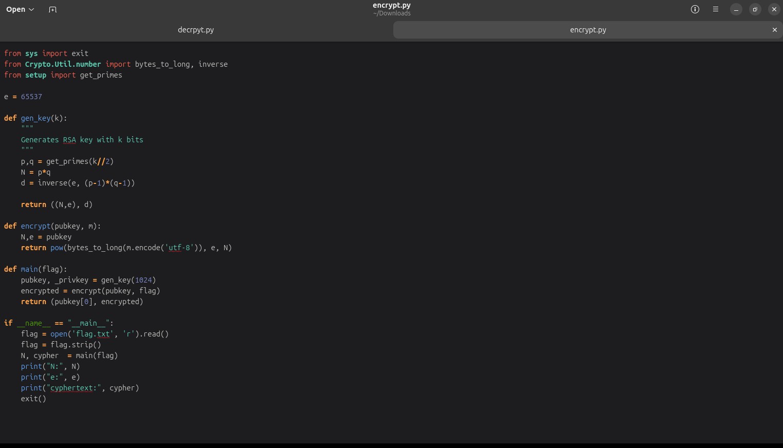 Code used to retrieve the encrypted ciphertext