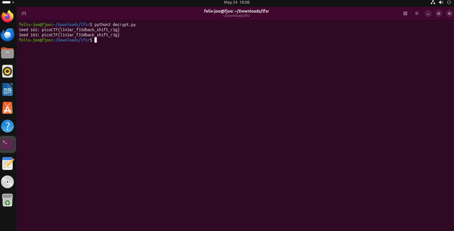 Decrypted flag output