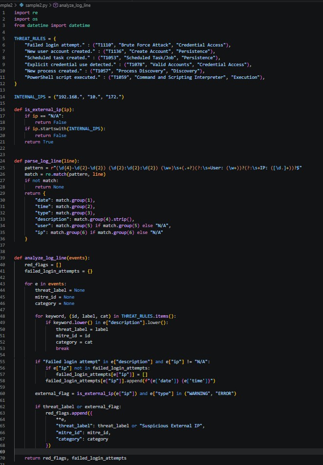 Log parser Python code
