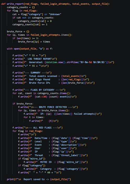 Log parser Python code continued